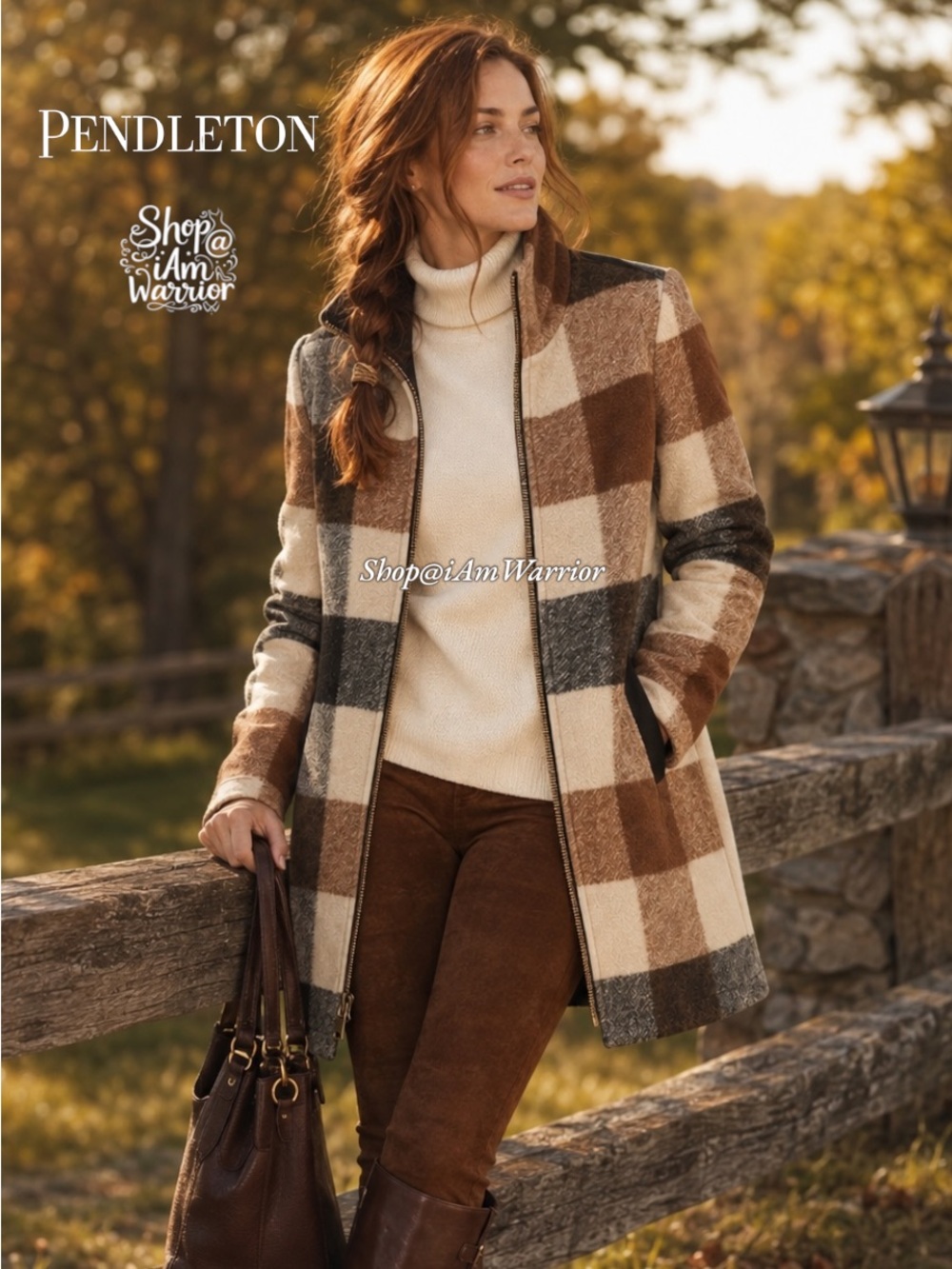 Pendleton Camel Charcoal Plaid Heritage Country Zip Wool Coat shop@iAmWarrio